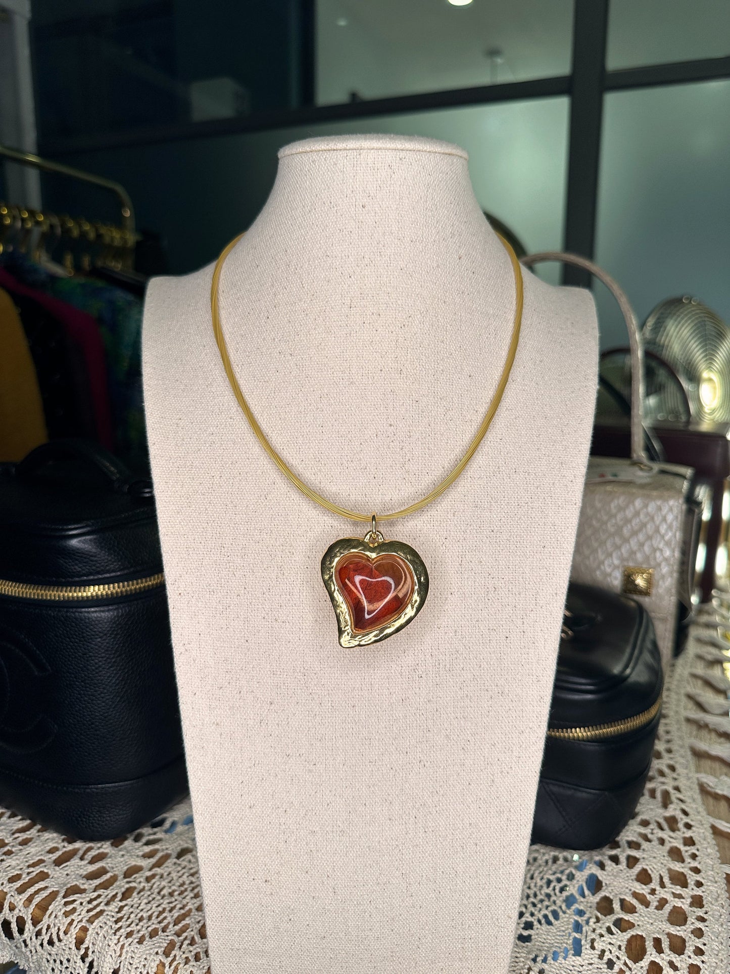 YVES SAINT LAURANT Vintage 100% Authentic Genuine Heart Pendant with Hidden Leaf, Gold, 1990's, Good Condition, Pendant Only