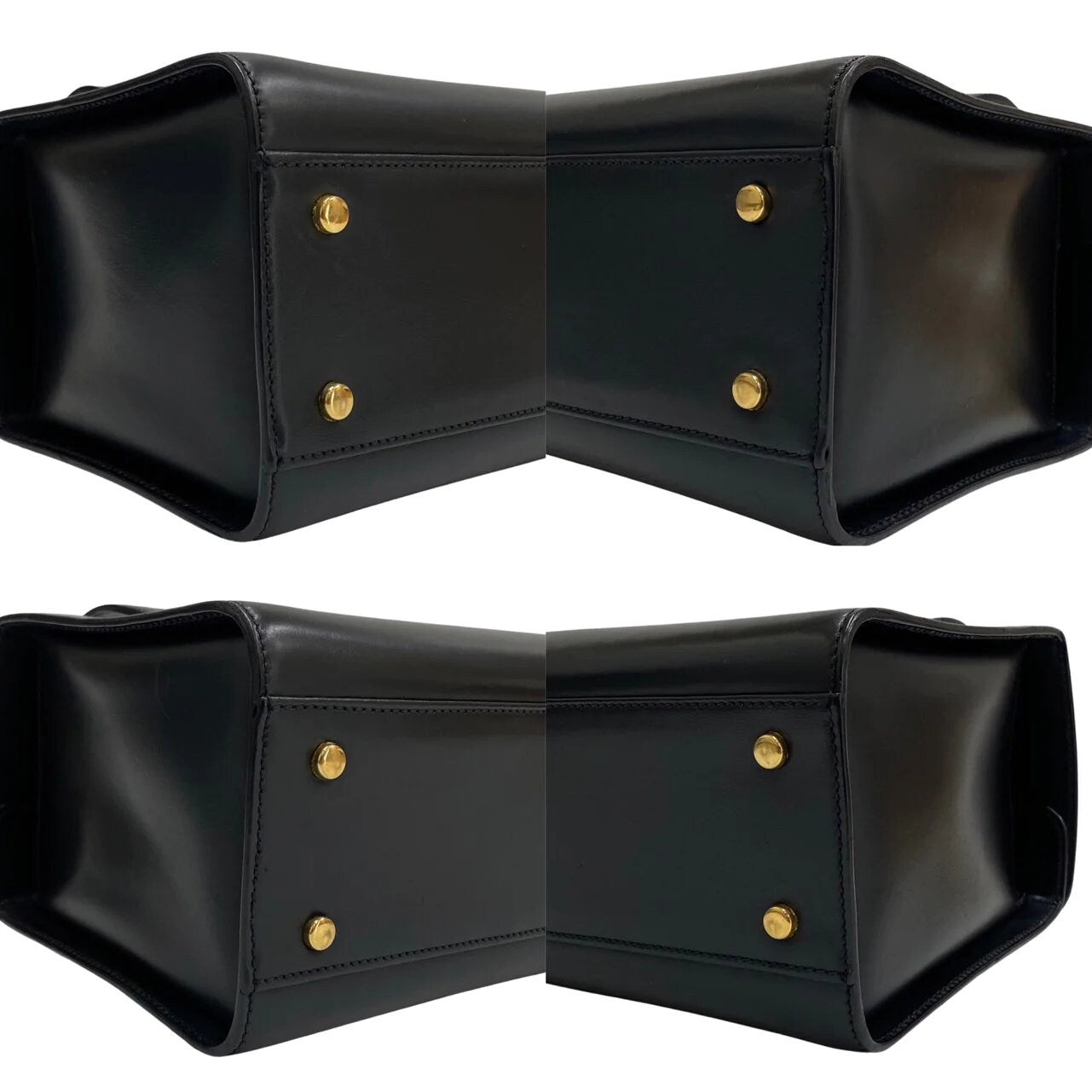 CELINE VINTAGE 100% Authentic Genuine, Vanity Case Style Handbag, Black with Contrast Red Leather Inner Lining, Late 1990's, Great Condition