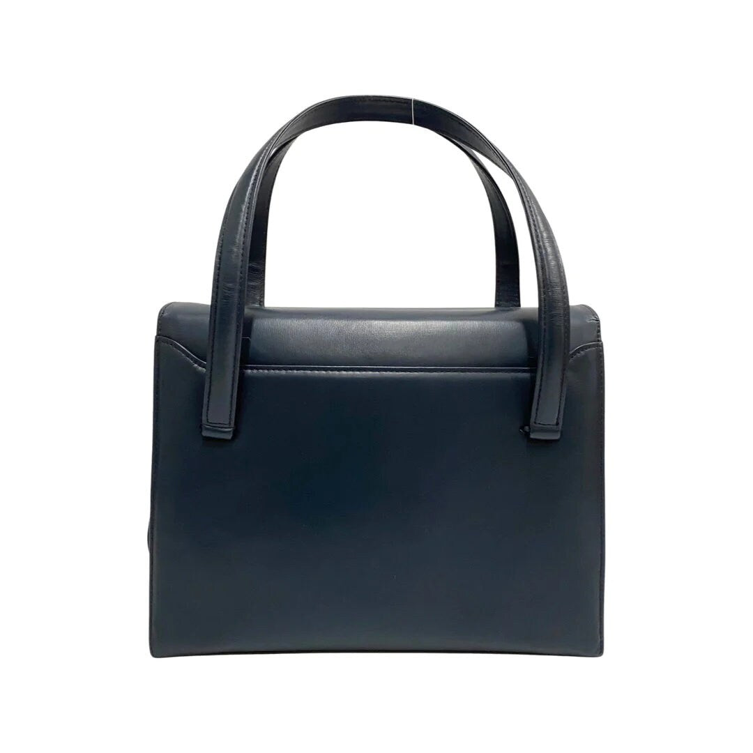 GUCCI VINTAGE 100% Authentic Genuine, DoubleTop Handle "G" Logos Handbag, Dark Blue, Late 1980's - Early 1990's, Great Condition