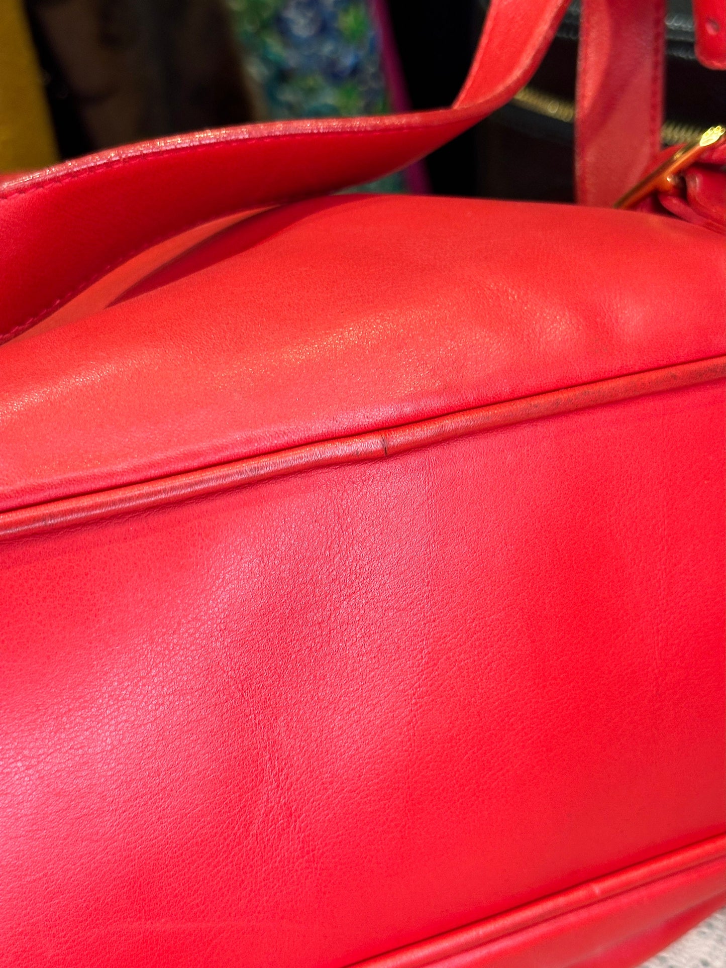 GUCCI VINTAGE 100% Authentic Genuine Leather Iconic Bamboo Handle Backpack, Red, 2000's, Good Condition