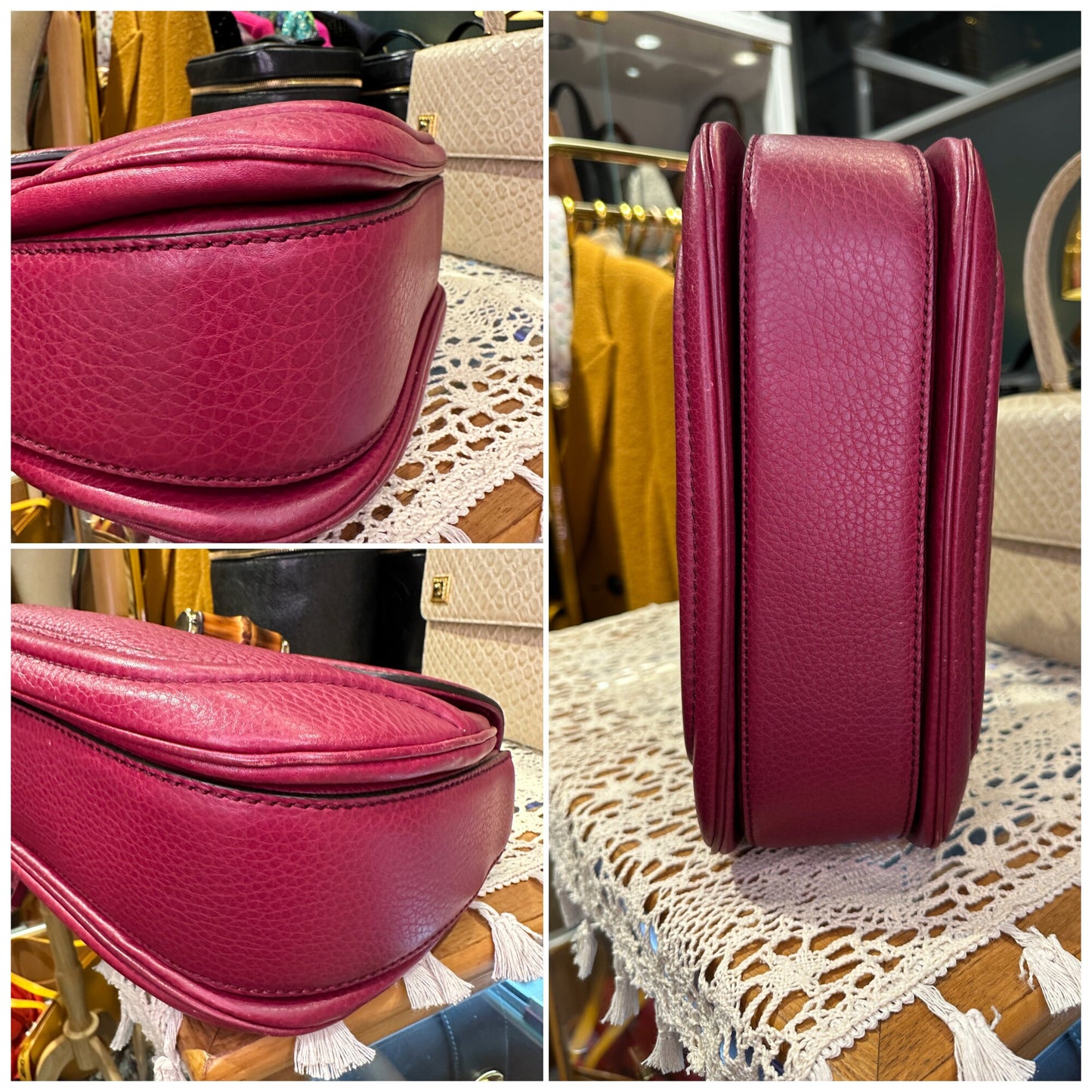 GUCCI VINTAGE 100% Authentic Genuine Iconic 1947 Bamboo Bag, Maroon, 2000's, Good Condition