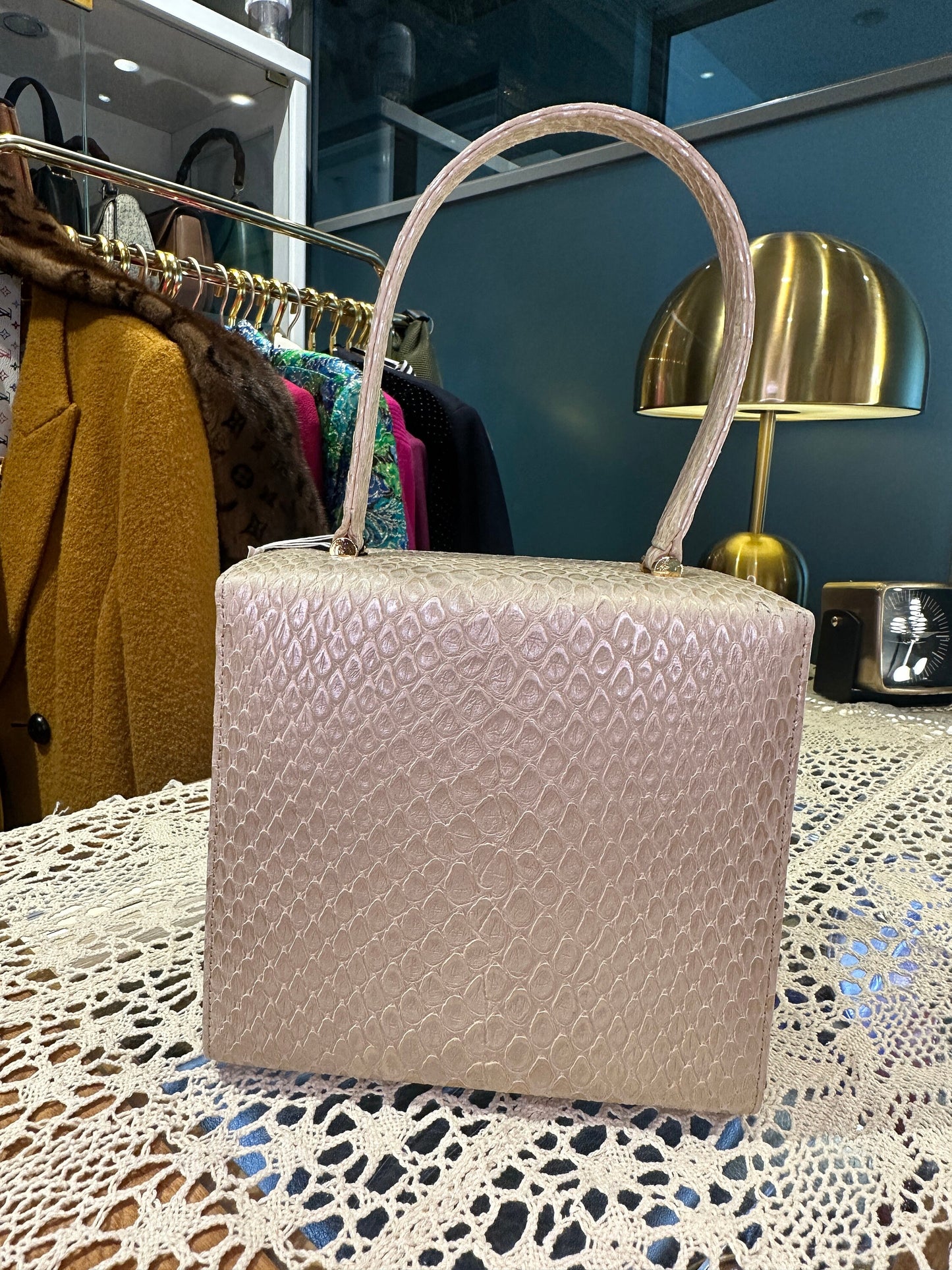 VERSACE VINTAGE 100% Authentic Genuine, Vanity Case Style Top Handle Handbag, Pearl White , Y2K, Great Condition, Like New