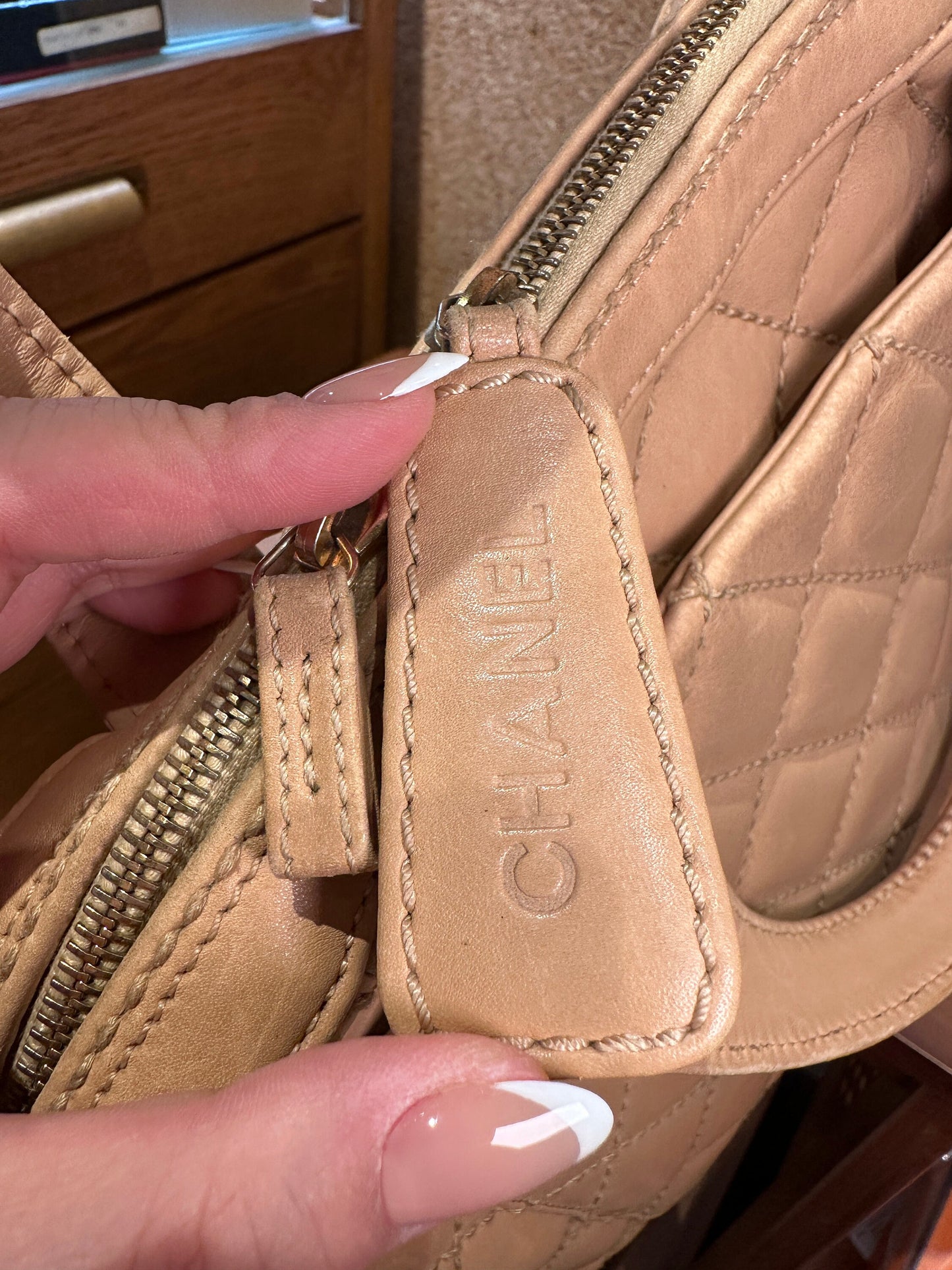 CHANEL VINTAGE 100% Authentic Genuine Wild Stitch Handbag, Beige, Late 2003, Great Condition