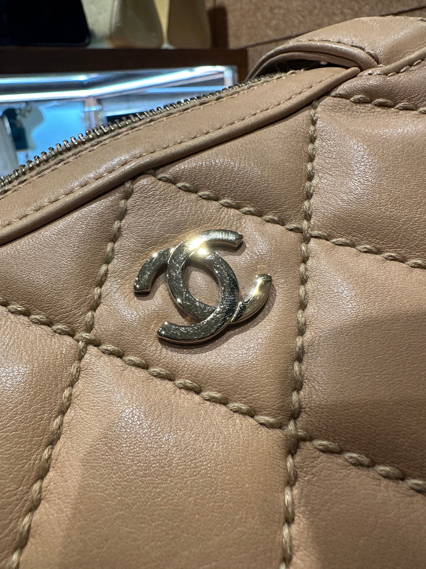 CHANEL VINTAGE 100% Authentic Genuine Wild Stitch Handbag, Beige, Late 2003, Great Condition