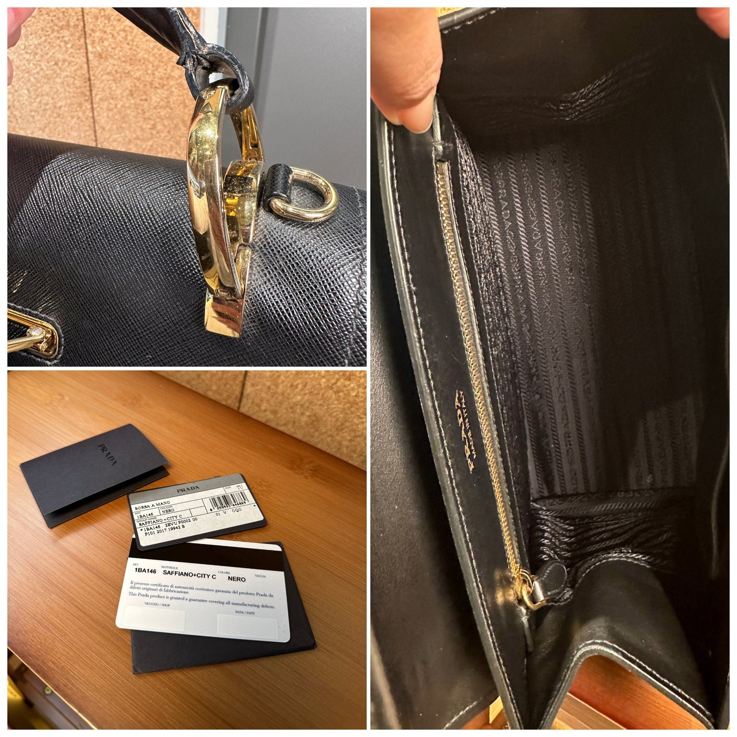 PRADA VINTAGE 100% Authentic Genuine, Top Handle Logo Plaque Handbag, Black with Gold Hardware, 2000, Y2K, Red, Great Condition, Grade Ab