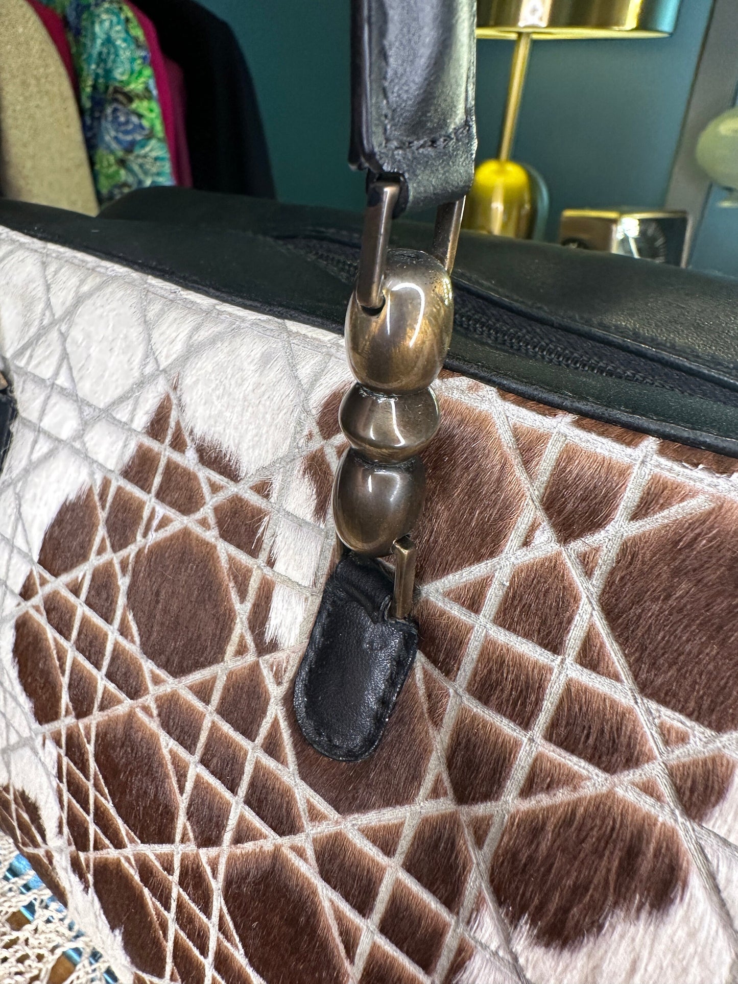 CHRISTIAN DIOR VINTAGE 100% Authentic Genuine Dianna Duffle Bag, Y2K, Patterned Pony + Black , Good Condition, Perfect as Gift