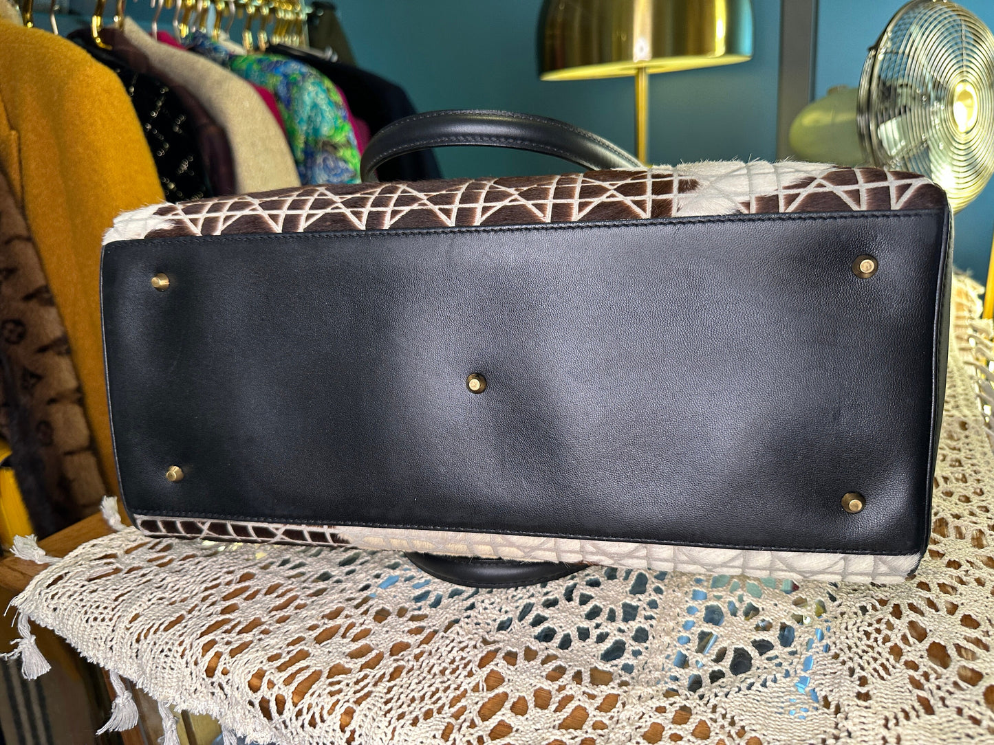 CHRISTIAN DIOR VINTAGE 100% Authentic Genuine Dianna Duffle Bag, Y2K, Patterned Pony + Black , Good Condition, Perfect as Gift
