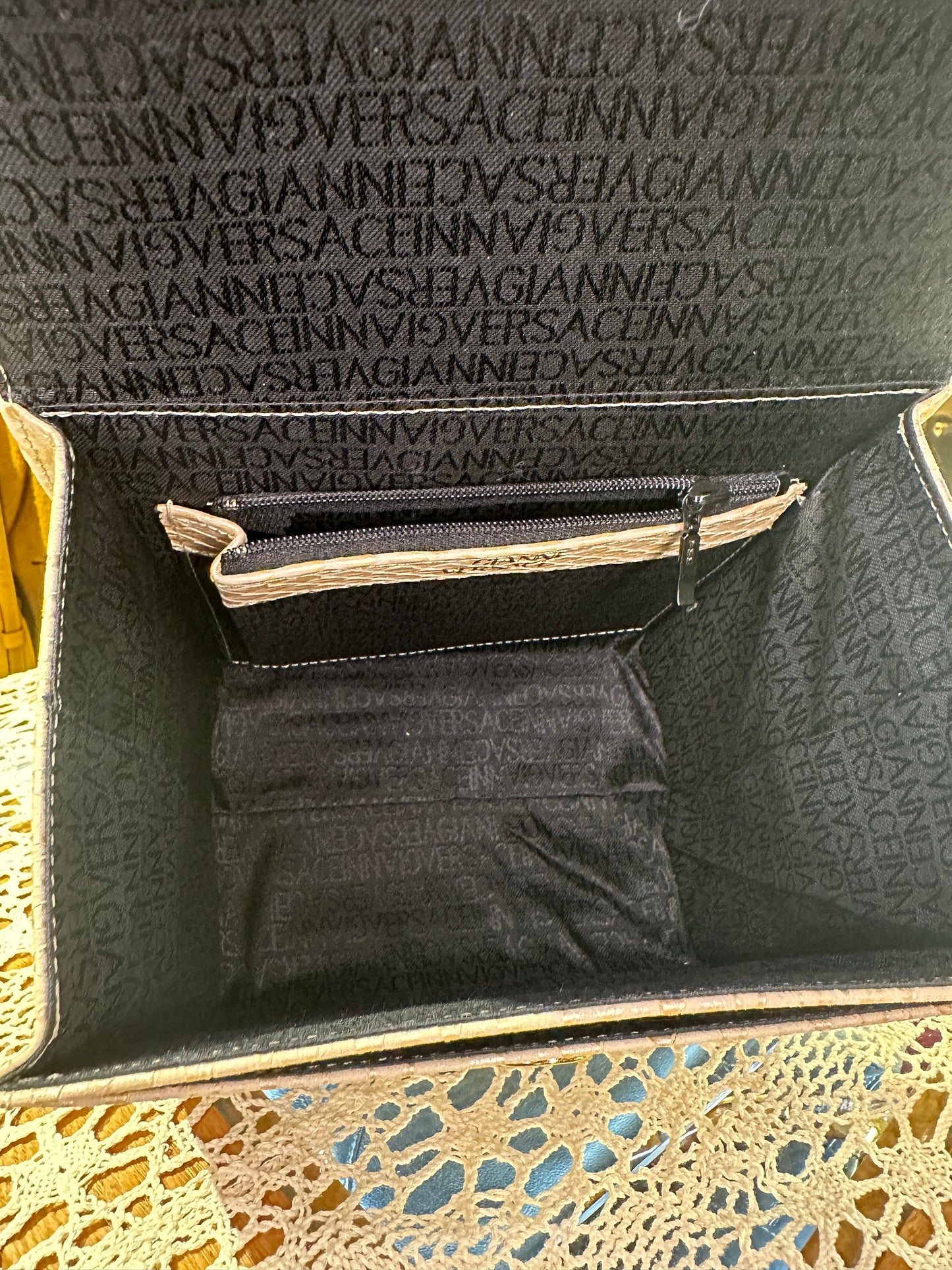 VERSACE VINTAGE 100% Authentic Genuine, Vanity Case Style Top Handle Handbag, Pearl White , Y2K, Great Condition, Like New