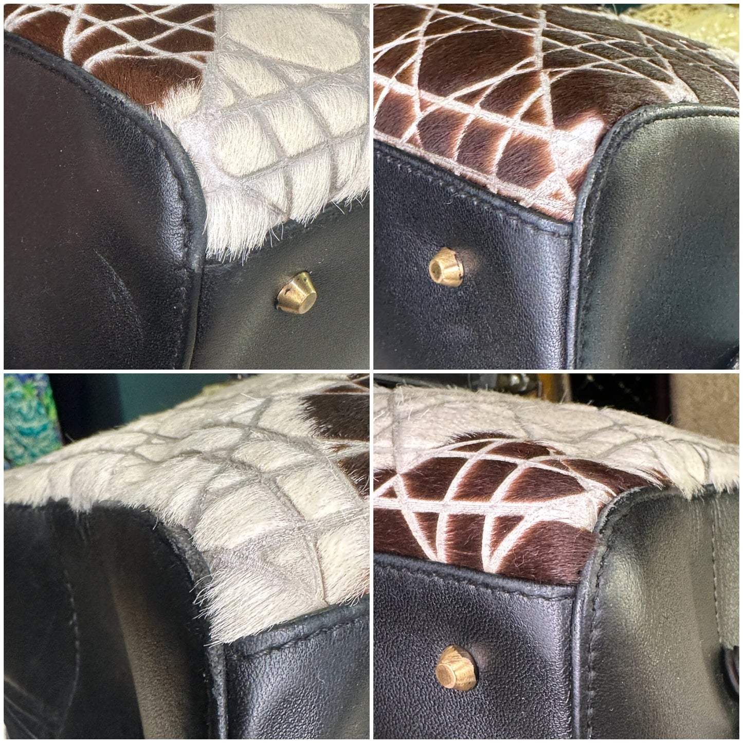 CHRISTIAN DIOR VINTAGE 100% Authentic Genuine Dianna Duffle Bag, Y2K, Patterned Pony + Black , Good Condition, Perfect as Gift