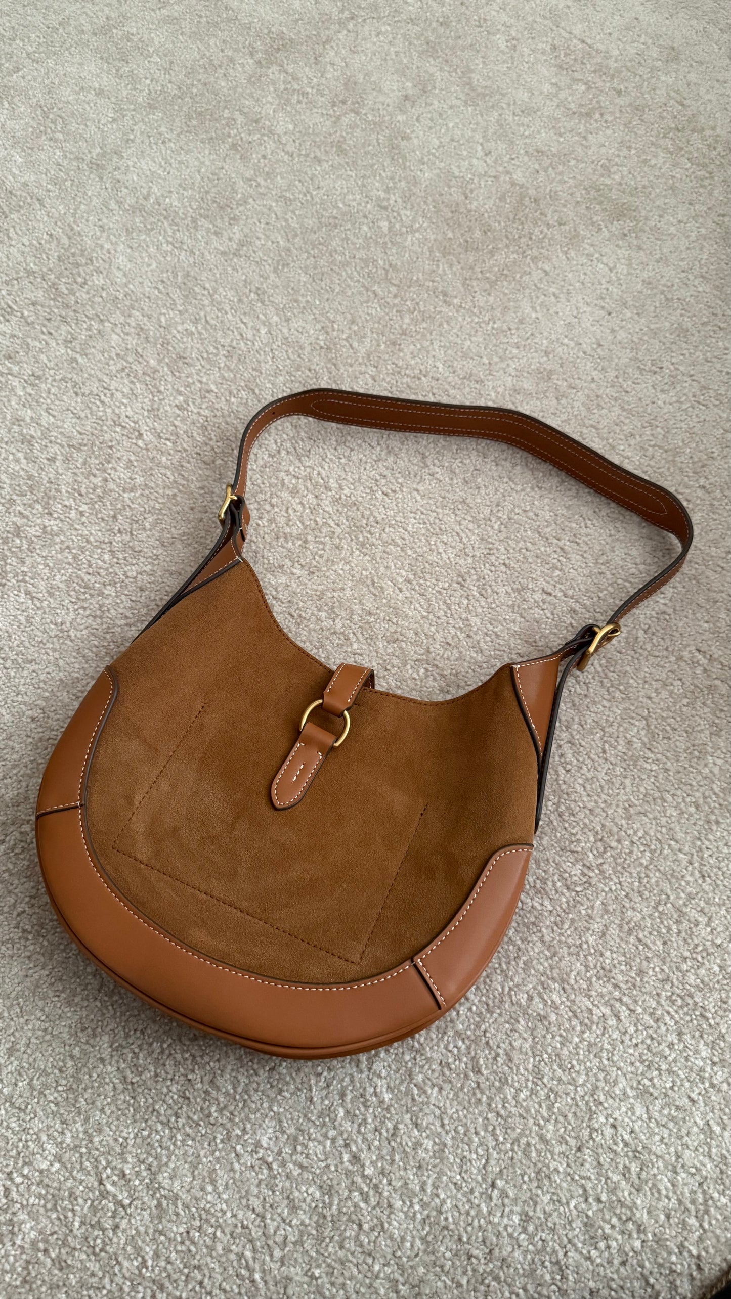 POLO RALPH LAUREN Polo ID Suede Shoulder Bag Small Size