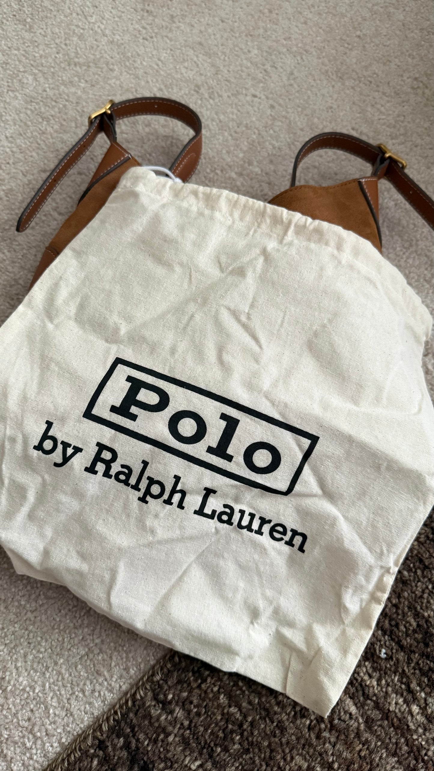 POLO RALPH LAUREN Polo ID Suede Shoulder Bag Small Size