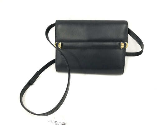 GUCCI VINTAGE 100% Authentic Genuine Leather Clutch / Cross Body Two Way Bag, Late 70's - Early 80's, Black, Good Condition
