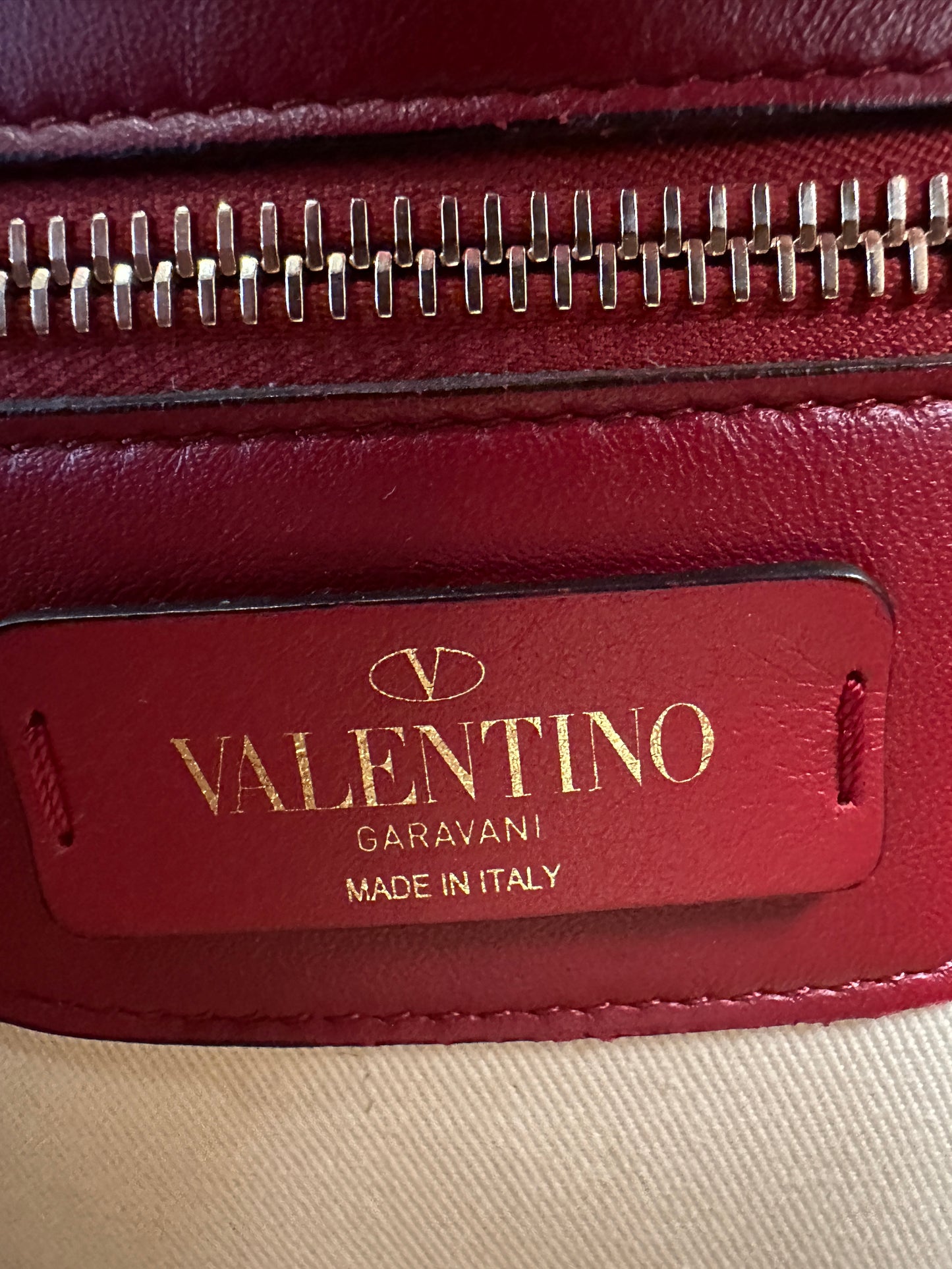 VALENTINO 100% Authentic Genuine Studded Puff Padded Leather Handbag, Red, Great Condition