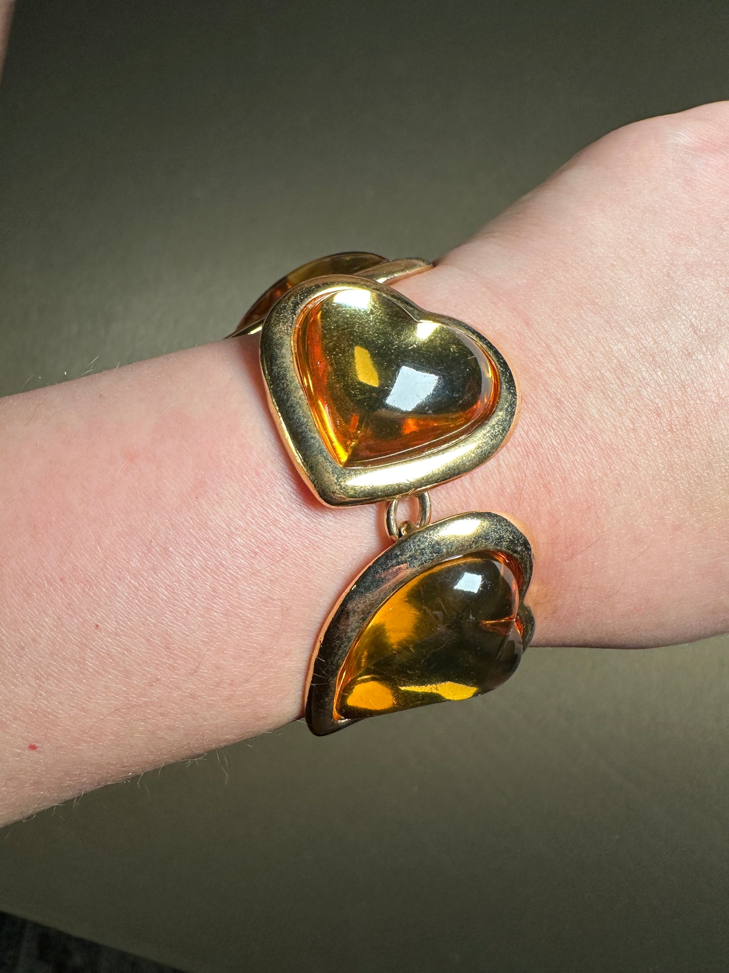 YVES SAINT LAURENT VINTAGE 100% Authentic Hearts Bracelet, O/T Toggle, 17cm, 1990's, Great Condition