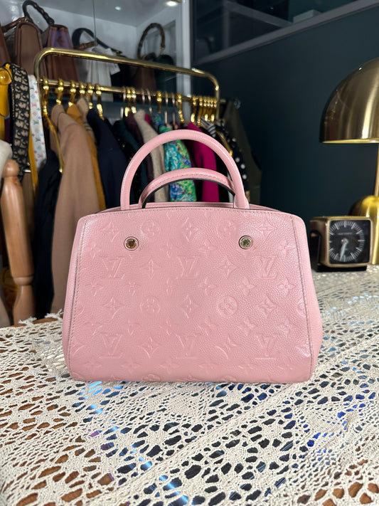 Louis Vuitton 100% Genuine Authentic Monogram Leather Montaigne Handbag, Pastel Pink, Great Condition