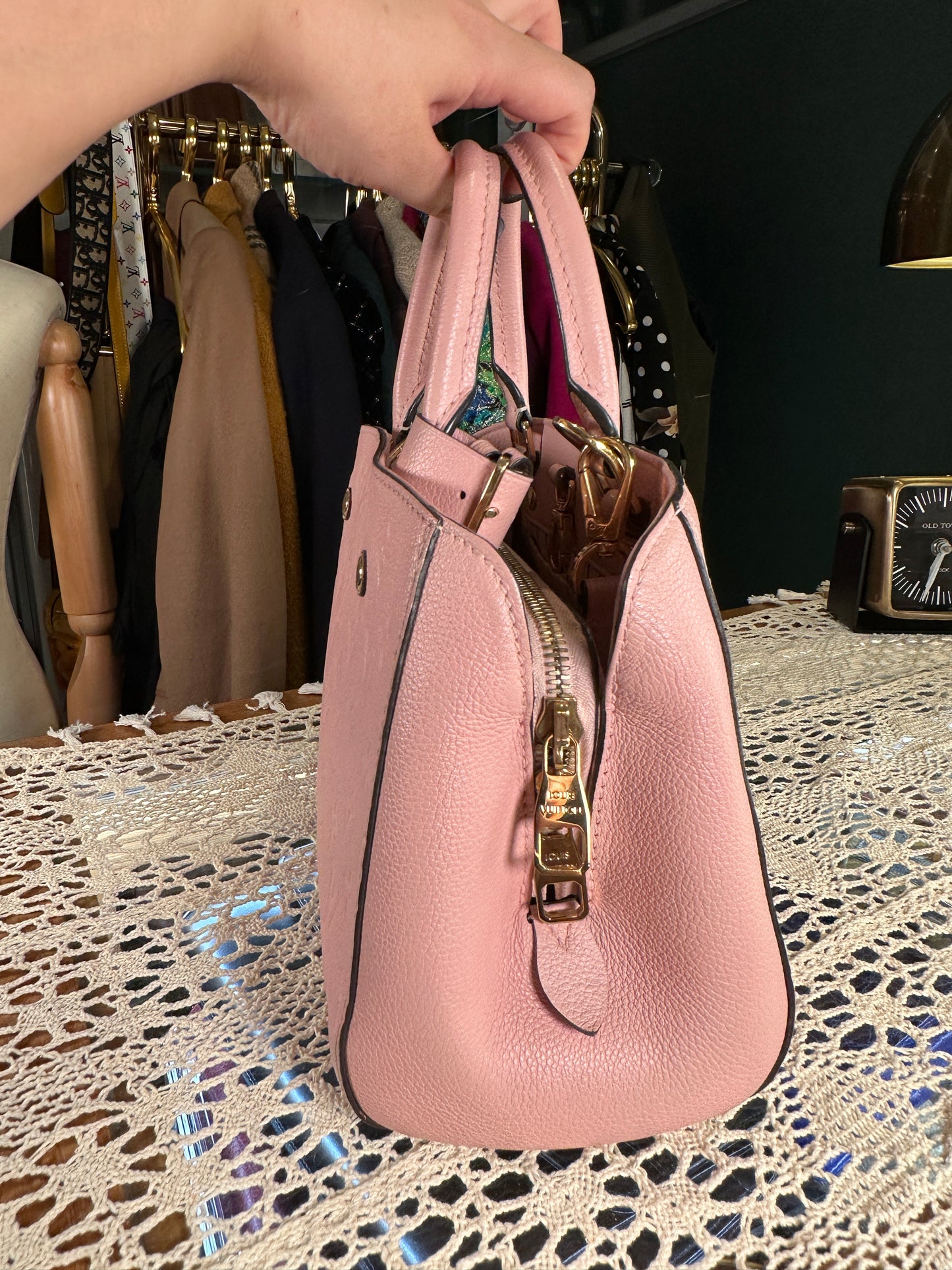 Louis Vuitton 100% Genuine Authentic Monogram Leather Montaigne Handbag, Pastel Pink, Great Condition