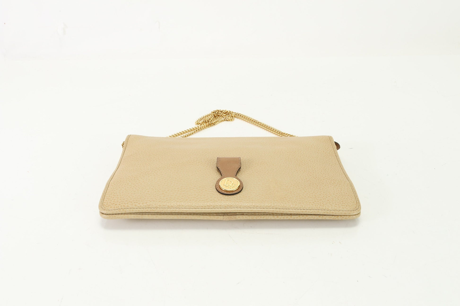 CHRISTIAN DIOR VINTAGE 100% Authentic Genuine Two-way Clutch and Shoulder Bag , Beige, 1990's, Good Condition, Perfect as Gift