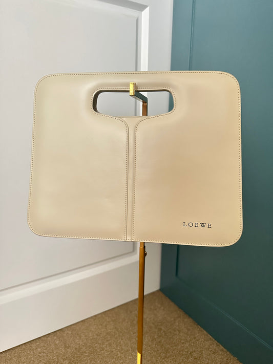 LOEWE VINTAGE 100% Authentic Genuine Leather Hand Bag, Off White, 2000, Great Condition, Rare