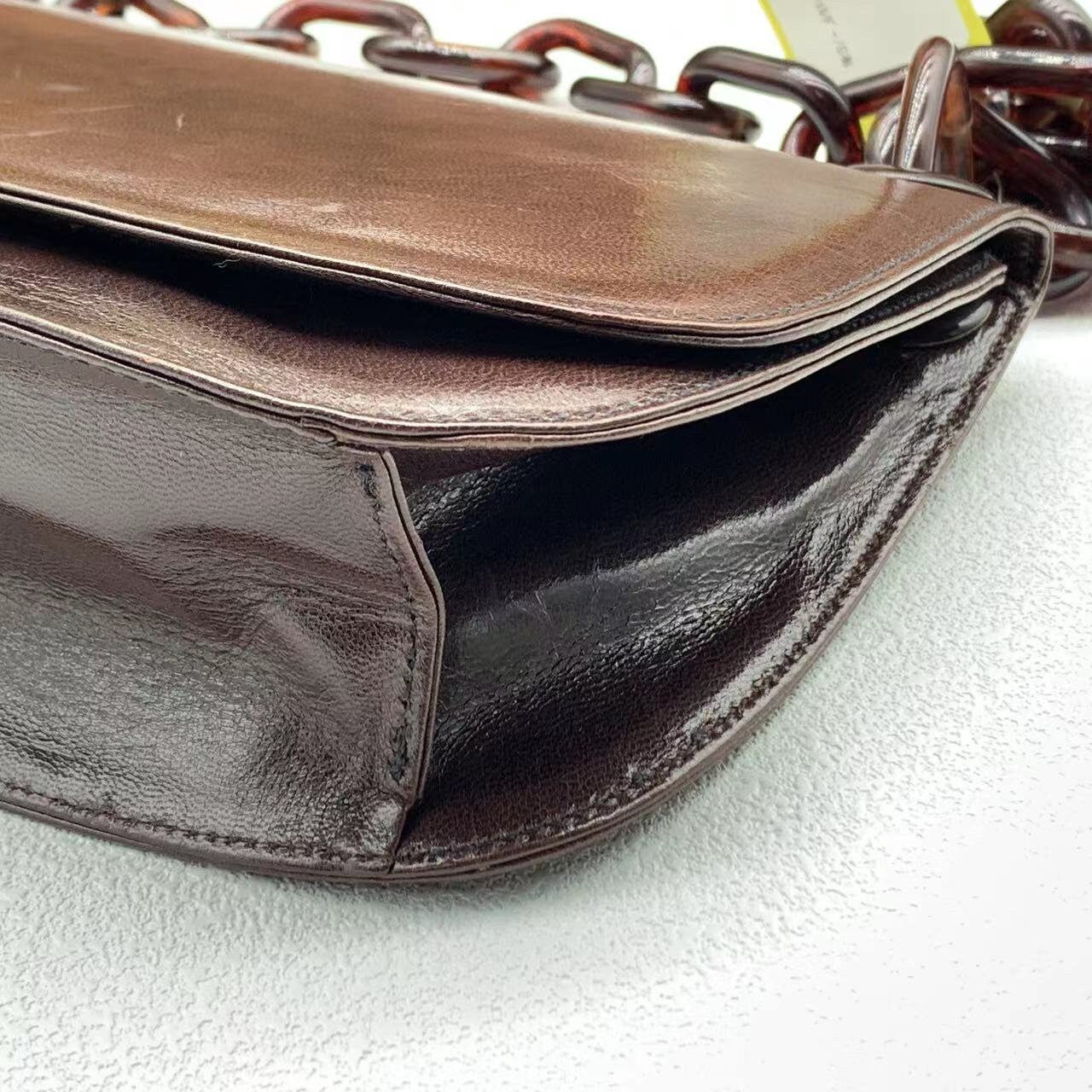 PRADA VINTAGE 100% Authentic Genuine Leather Shoulder Bag, Brown, 2000's, Good Condition