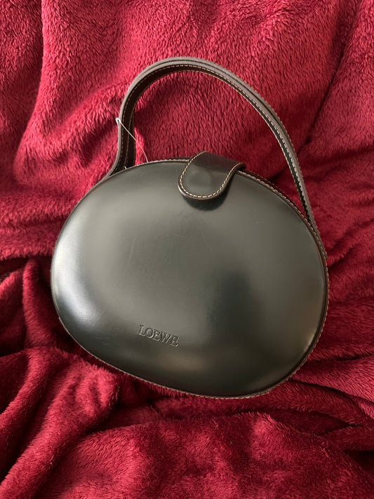 LOEWE VINTAGE 100% Authentic Genuine Leather Hand Bag, Deep Dark Green, late 1990's, Great Condition, Rare, Grade B