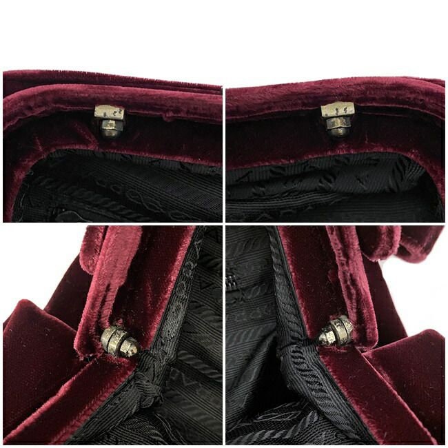 PRADA VINTAGE 100% Authentic Genuine, Velvet Shoulder Bag, Dark Red, 1990's, Great Condition, Rare, Grade AB
