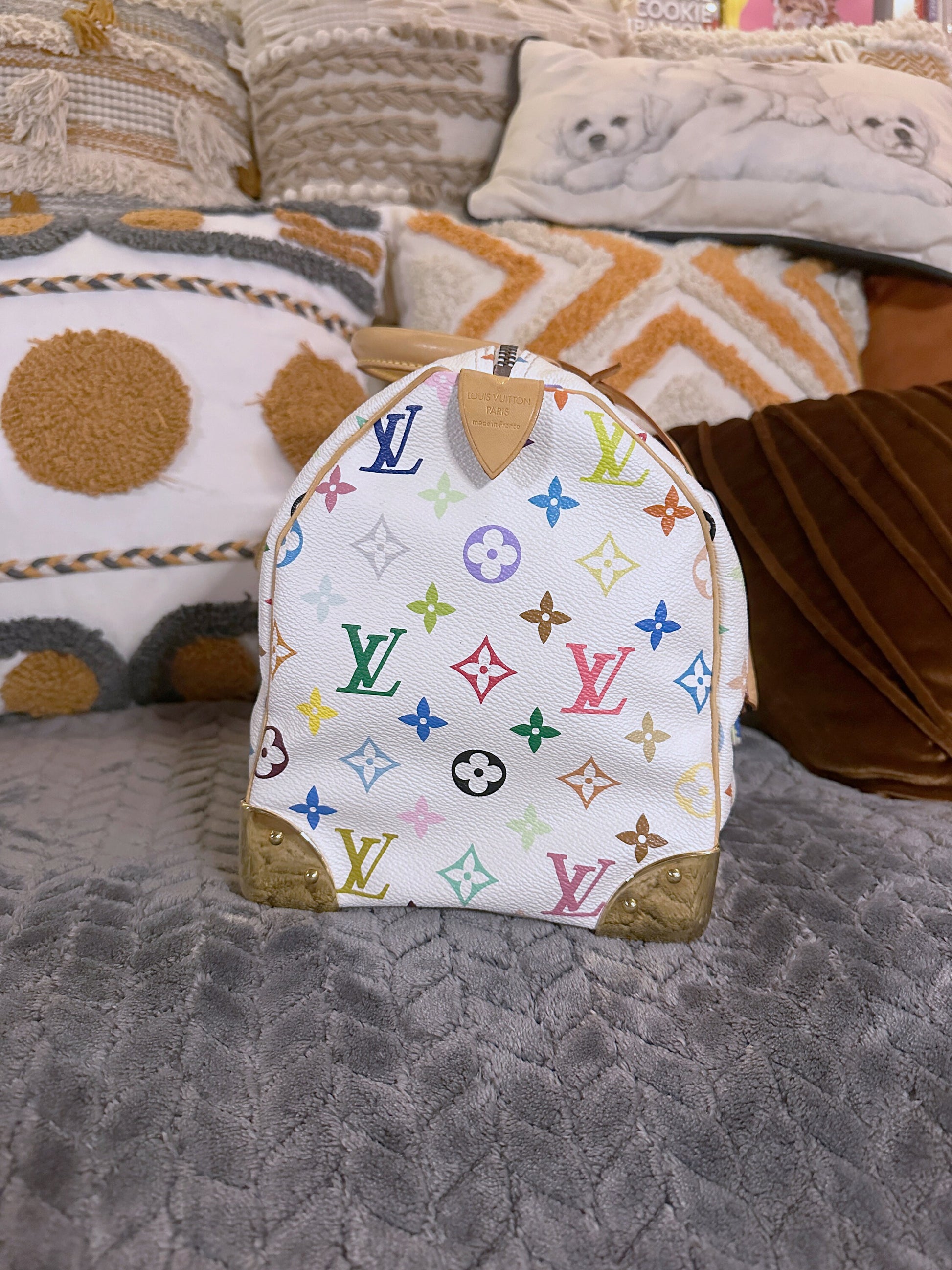 LOUIS VUITTON x Takashi Murakami VINTAGE 100% Authentic Genuine Speedy Handbag, Monogram Multi-color White, Discont. , Y2K, Great Condition