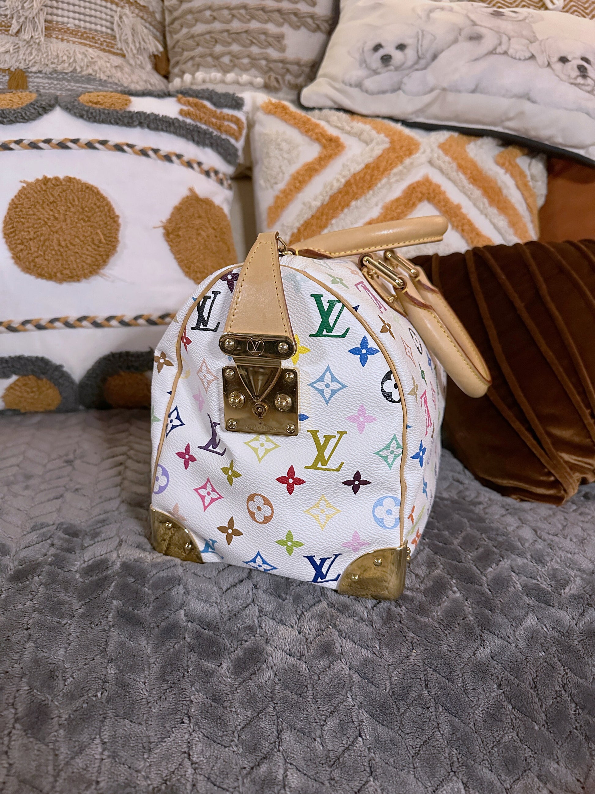 LOUIS VUITTON x Takashi Murakami VINTAGE 100% Authentic Genuine Speedy Handbag, Monogram Multi-color White, Discont. , Y2K, Great Condition