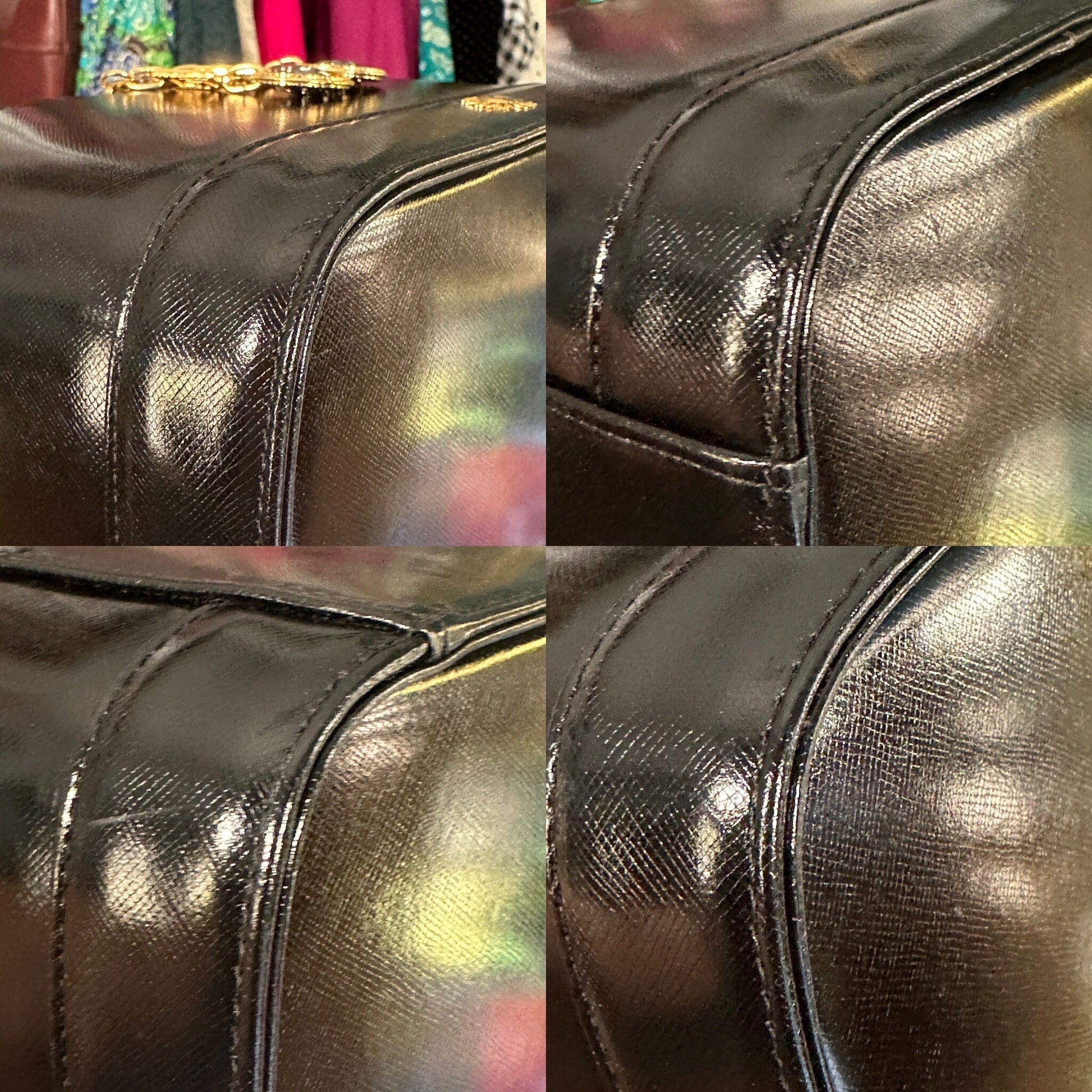 VERSACE VINTAGE 100% Authentic Genuine, Leather Makeup Case Vanity Bag, Black, 1990's, Great Condition, Grade AB