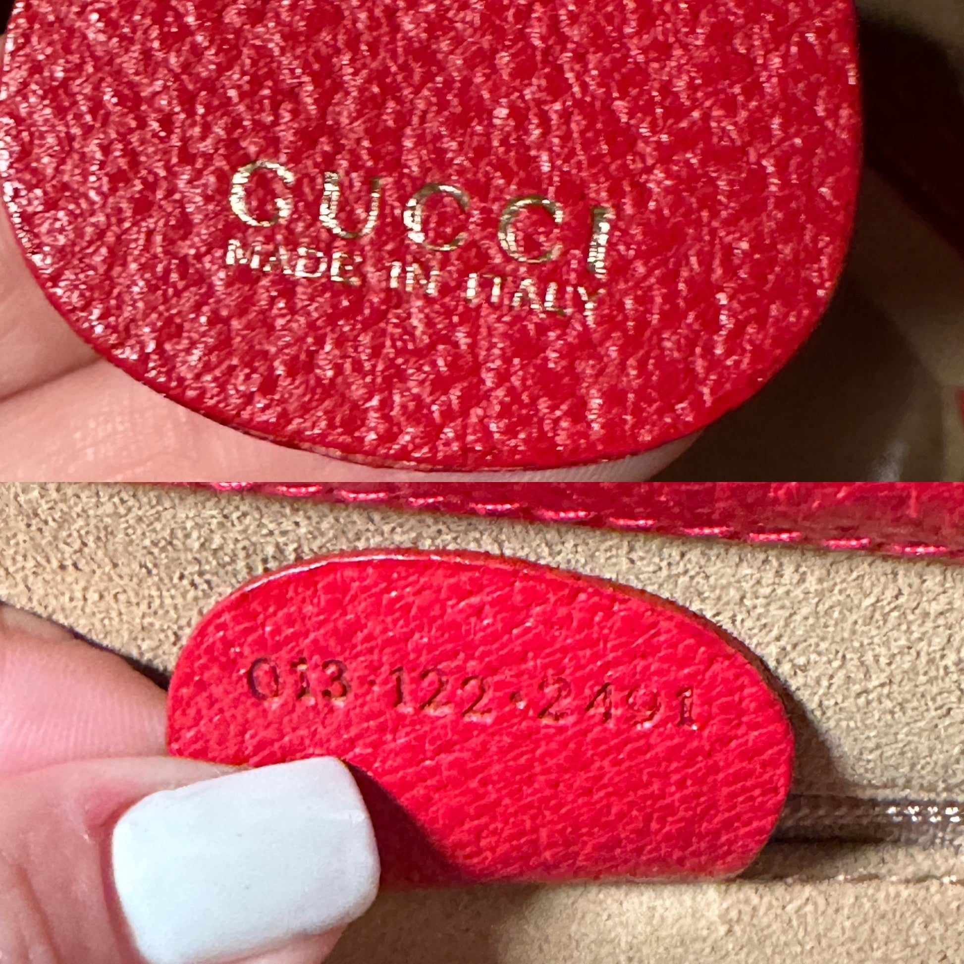 GUCCI VINTAGE 100% Authentic Genuine Leather Bamboo Crossbody Makeup Vanity Case Bag, Red, 1990's, Great Condition, Dust Bag Included