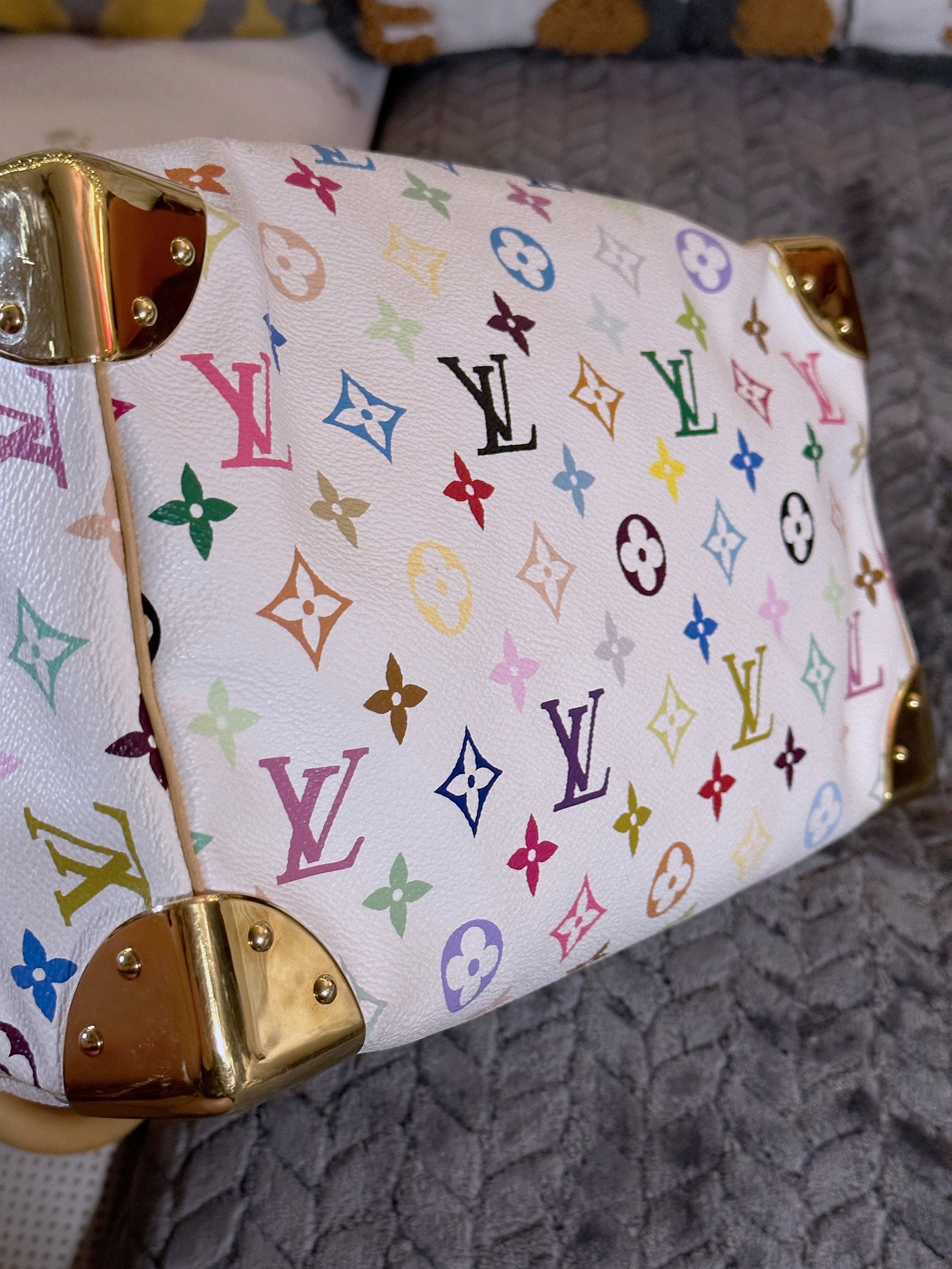 LOUIS VUITTON x Takashi Murakami VINTAGE 100% Authentic Genuine Speedy Handbag, Monogram Multi-color White, Discont. , Y2K, Great Condition