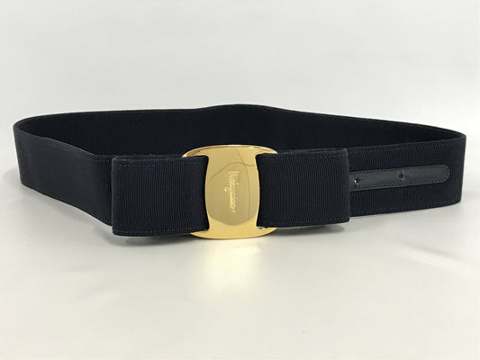 FERRAGAMO VINTAGE, 100% Authentic Genuine Bow Waist Belt, Black, Great Condition
