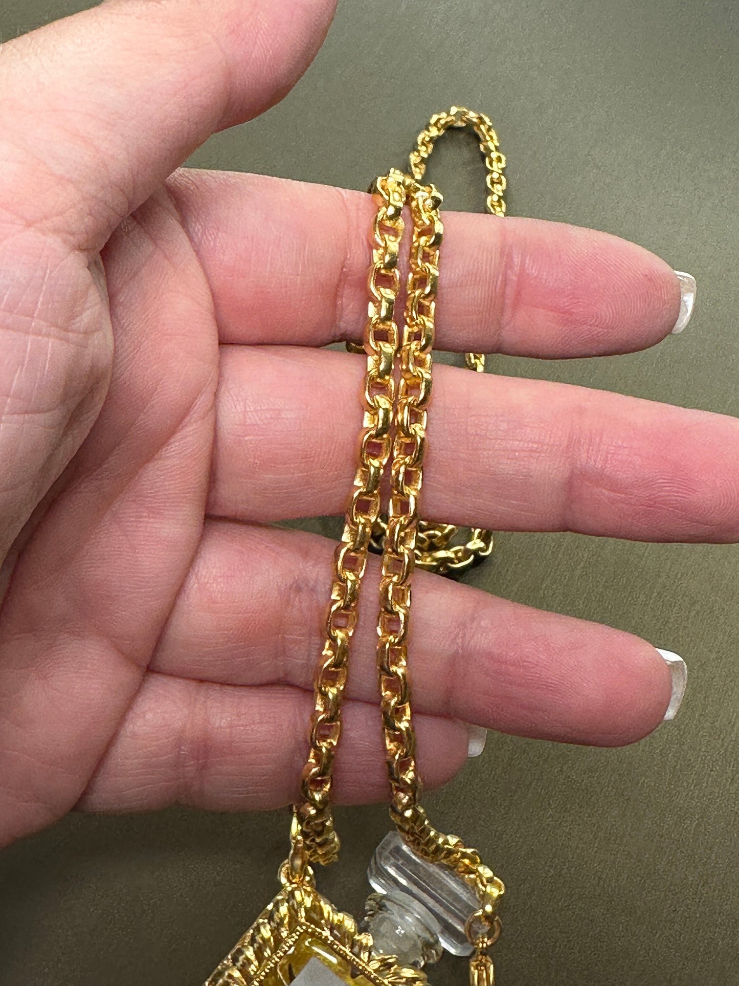 CHANEL VINTAGE 100% Authentic Genuine No. 19 Perfume Charm Double-sided Necklace in Gold Plated, 1990's, Great Condition, Grade AB