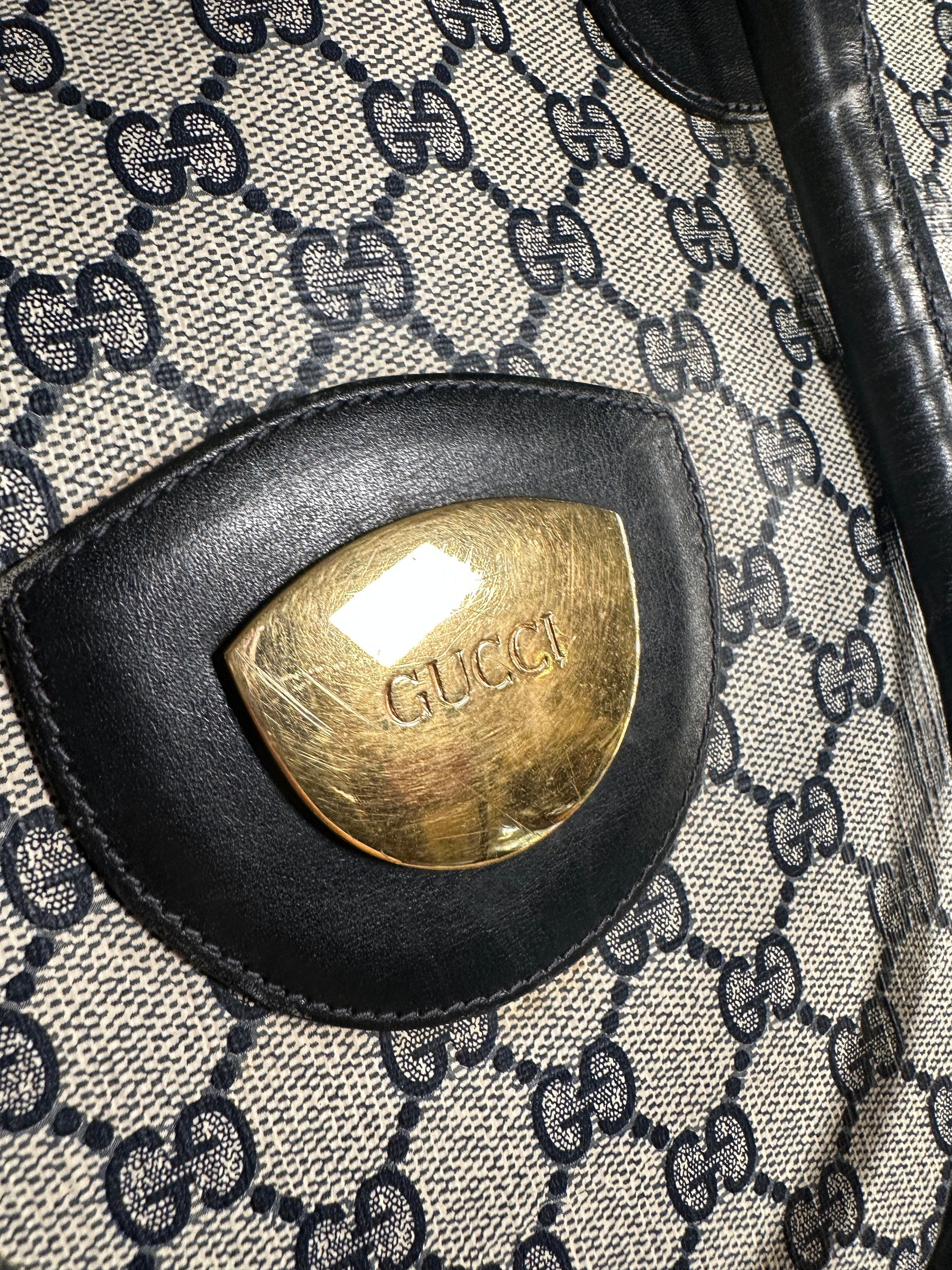 GUCCI VINTAGE 100% Authentic Genuine GG Plus Document Size Shopping Tote Hand Bag, 1990's, Used Condition