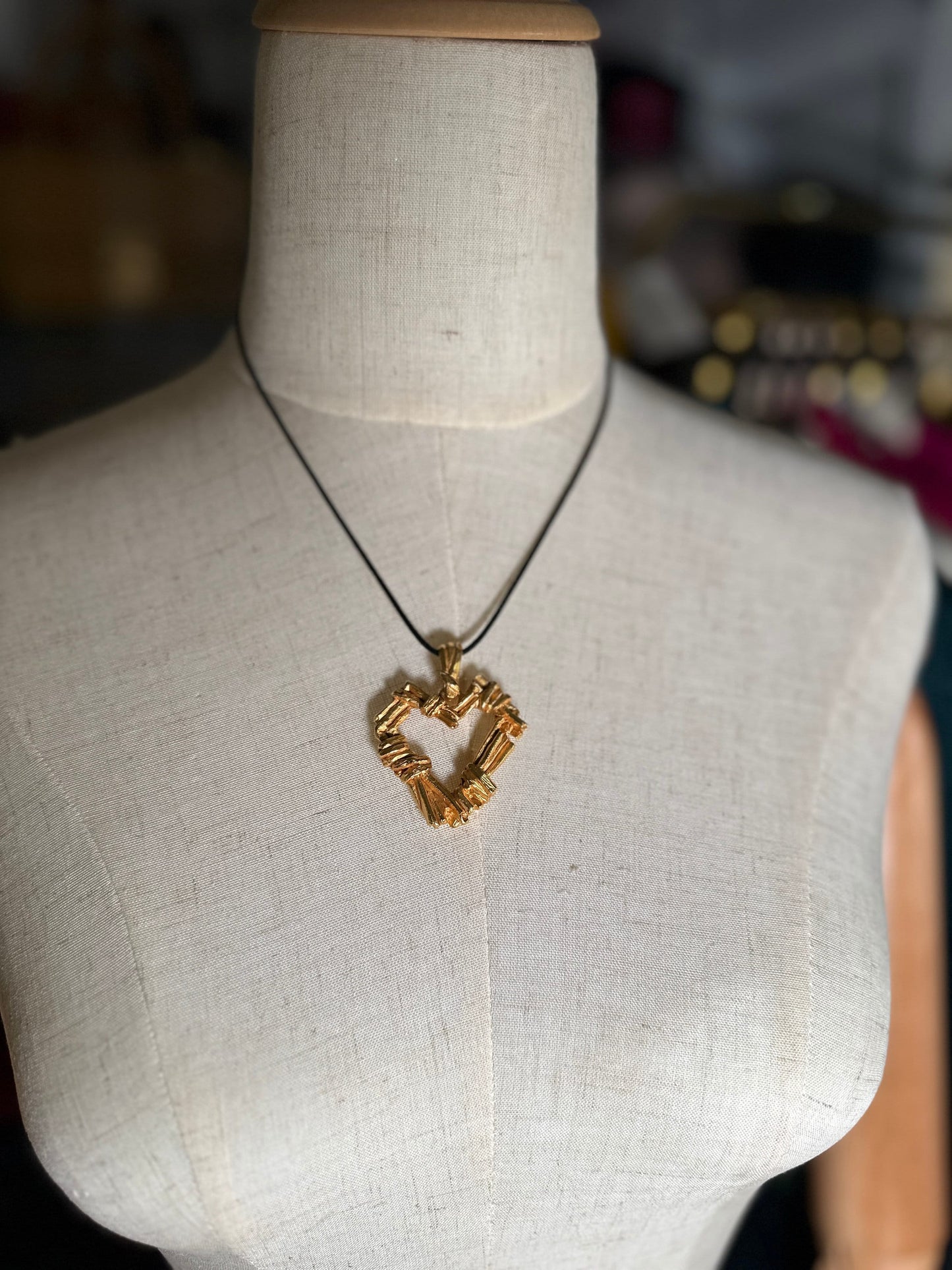 CHRISTIAN LACROIX VINTAGE, 100% Authentic Genuine, Textured Hollow Heart Charm, Gold, 1990s, Great Condition, Rare