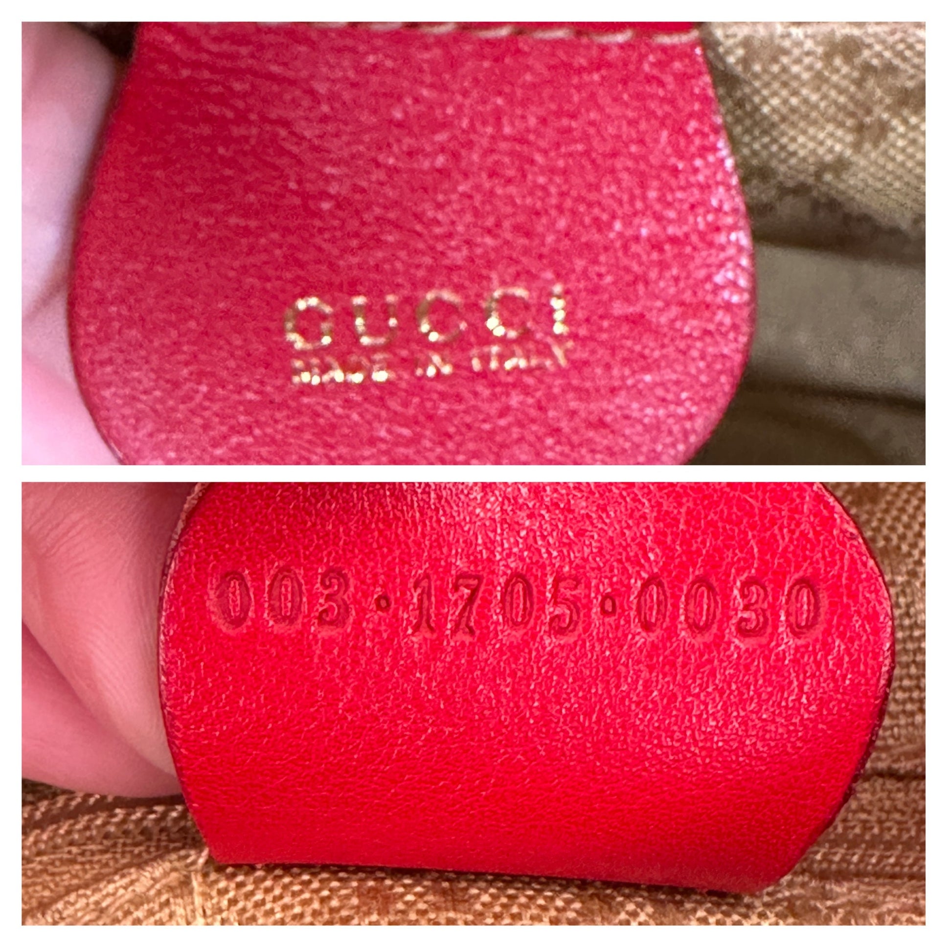 GUCCI VINTAGE 100% Authentic Genuine Leather Iconic Bamboo Handle Backpack, Medium Size, Red, 2000's, Good Condition
