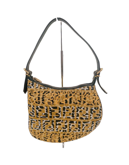 FENDI VINTAGE 100% Authentic Genuine, Top Handle Armpit Handbag Leopard Print w/ Original Dust Bag, 1990's, Great Condition