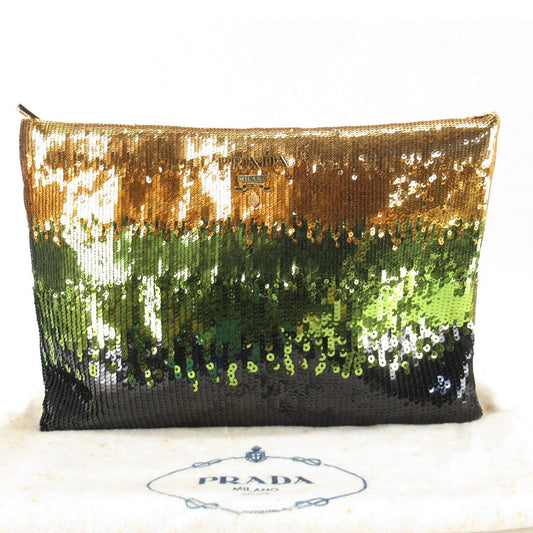 PRADA VINTAGE 100% Authentic Genuine, Tri Colour Sequin Clutch, Red, 2000's, Great Condition